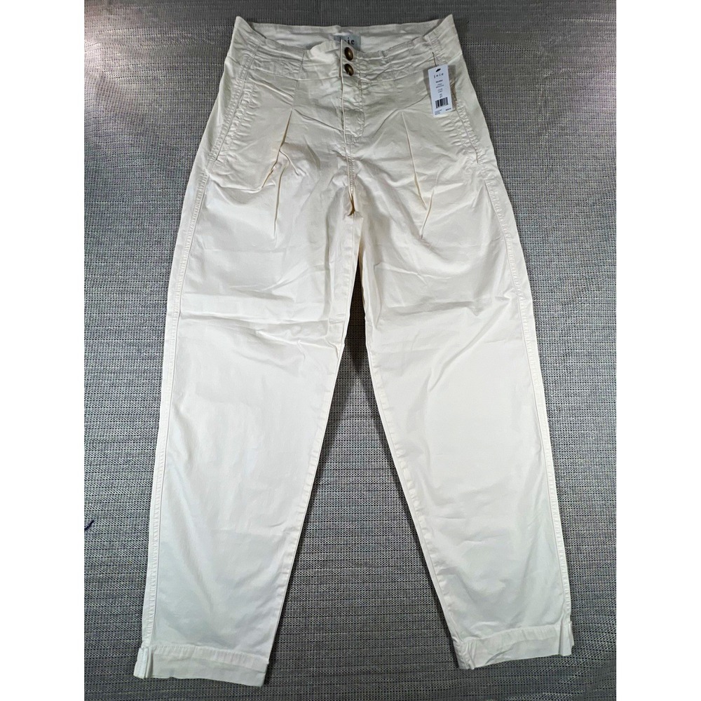 Joie Women's Ecru Solid beige Front Pants Pockets Button Closure 27" Inseam